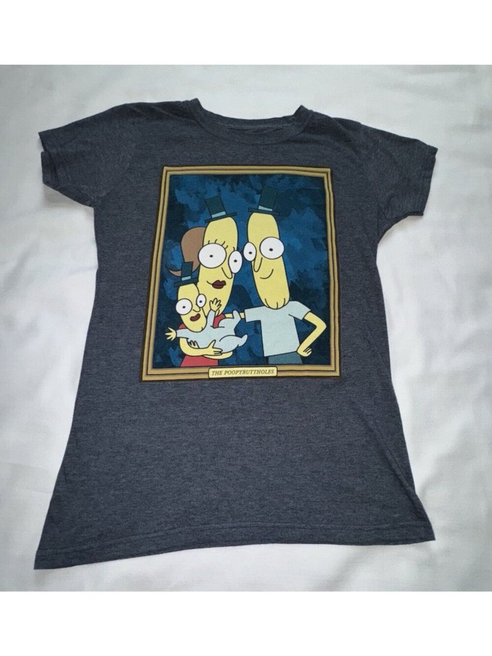Adult Swim Rick and Morty Poopybutthole T Shirt Size L Ripple Junction Gray